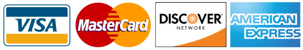 Credit Cards Accepted: Visa, Mastercard, Discover, American Express
